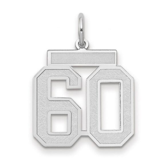 14k White Gold Jersey Collection Medium Number 60 Pendant